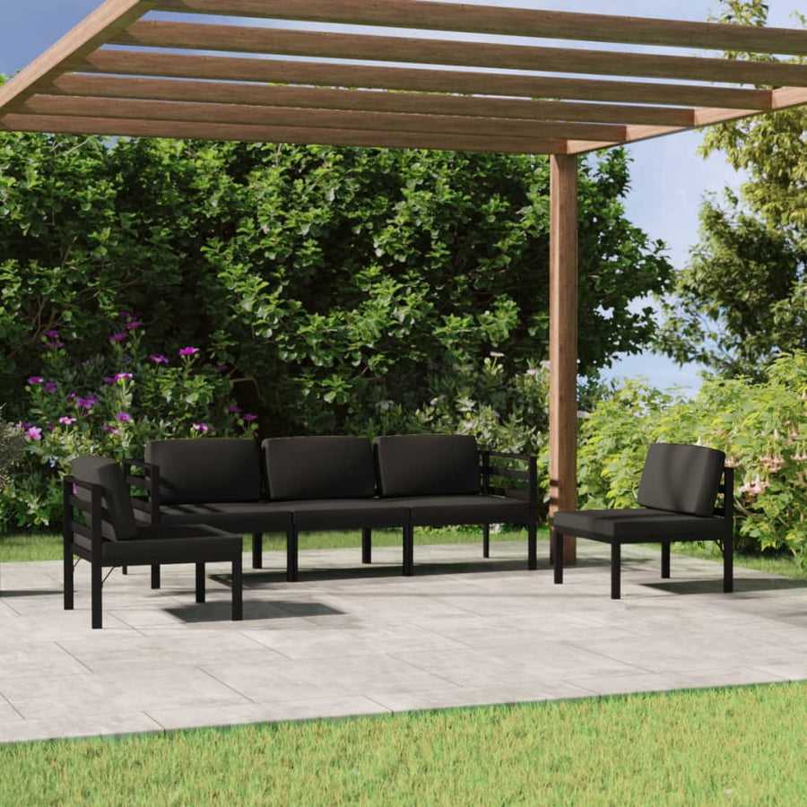5 Piece Garden Lounge Set with Cushions Aluminium Anthracite