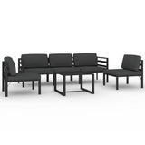 6 Piece Garden Lounge Set with Cushions Aluminium Anthracite - Front View