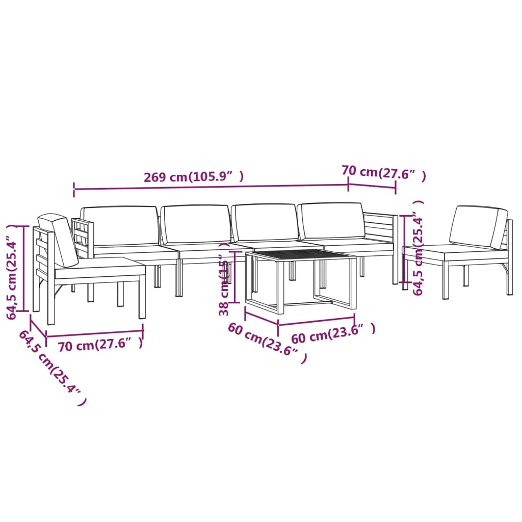 7 Piece Garden Lounge Set with Cushions Aluminium Anthracite
