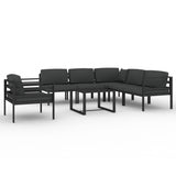 7 Piece Garden Lounge Set with Cushions Aluminium Anthracite - Front View