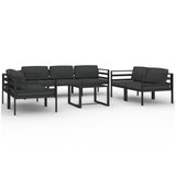 8 Piece Garden Lounge Set with Cushions Aluminium Anthracite - Front View