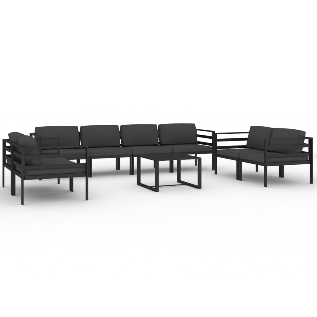 9 Piece Garden Lounge Set with Cushions Aluminium Anthracite