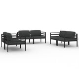 6 Piece Garden Lounge Set with Cushions Aluminium Anthracite - Front View