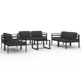 7 Piece Garden Lounge Set with Cushions Aluminium Anthracite - Front View