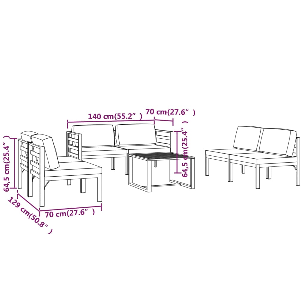 6 Piece Garden Lounge Set with Cushions Aluminium Anthracite