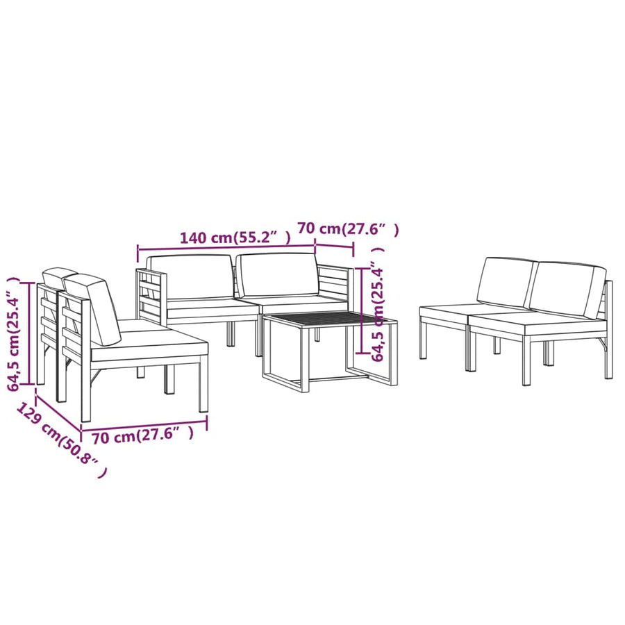 6 Piece Garden Lounge Set with Cushions Aluminium Anthracite
