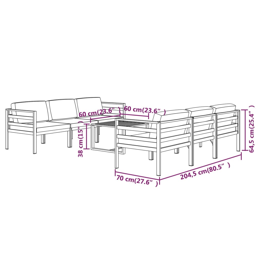 7 Piece Garden Lounge Set with Cushions Aluminium Anthracite