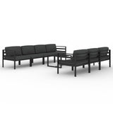 8 Piece Garden Lounge Set with Cushions Aluminium Anthracite - Front View
