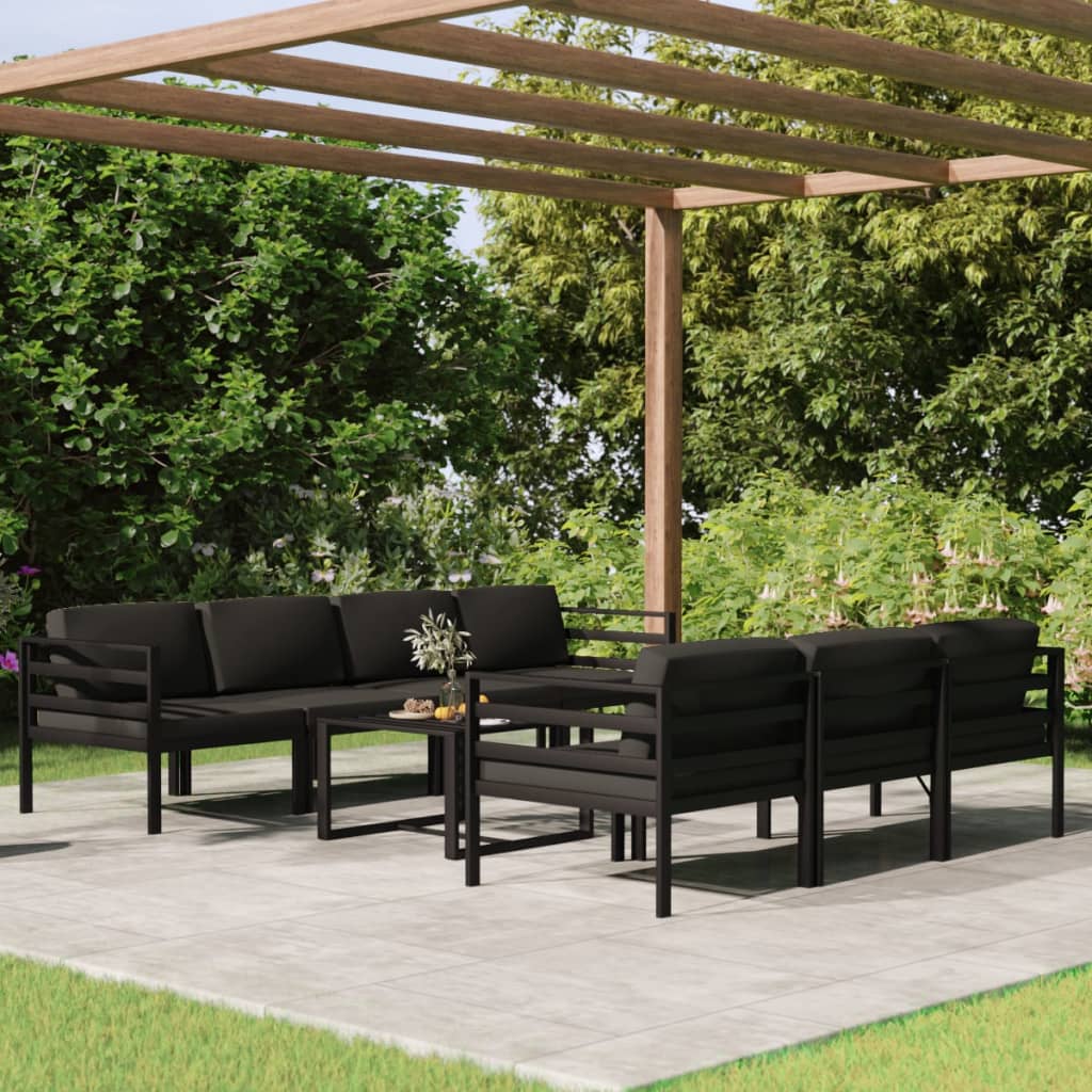 8 Piece Garden Lounge Set with Cushions Aluminium Anthracite
