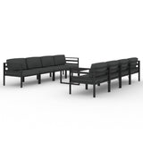 9 Piece Garden Lounge Set with Cushions Aluminium Anthracite - Front View