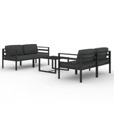 5 Piece Garden Lounge Set with Cushions Aluminium Anthracite - Front View