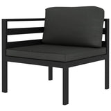 5 Piece Garden Lounge Set with Cushions Aluminium Anthracite - Side View