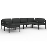 6 Piece Garden Lounge Set with Cushions Aluminium Anthracite