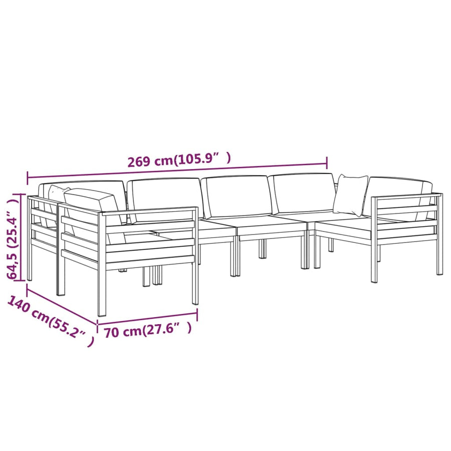 6 Piece Garden Lounge Set with Cushions Aluminium Anthracite