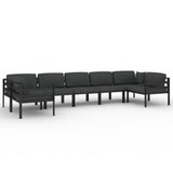 7 Piece Garden Lounge Set with Cushions Aluminium Anthracite - Front View