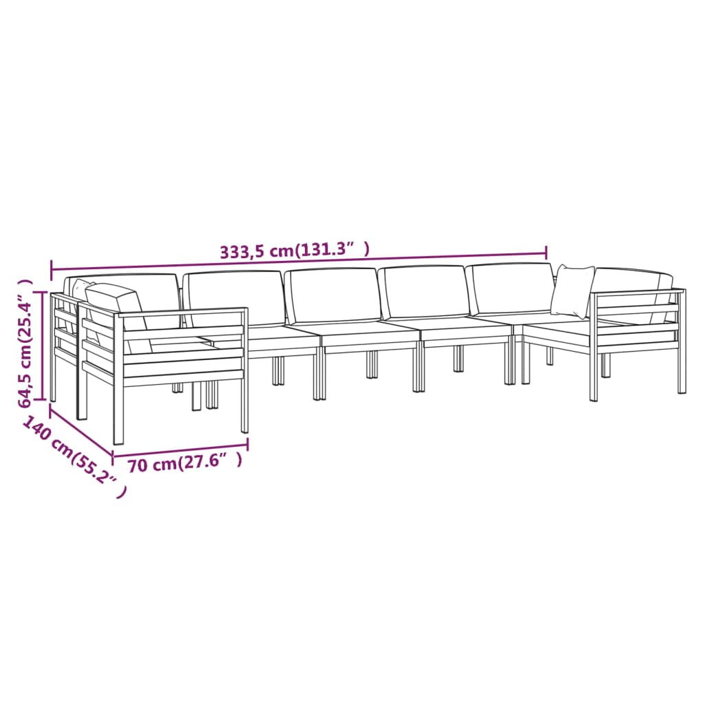 7 Piece Garden Lounge Set with Cushions Aluminium Anthracite