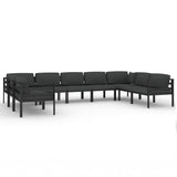 9 Piece Garden Lounge Set with Cushions Aluminium Anthracite - Front View
