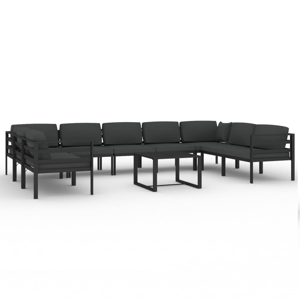 10 Piece Garden Lounge Set with Cushions Aluminium Anthracite