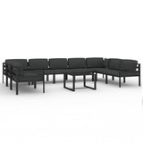 10 Piece Garden Lounge Set with Cushions Aluminium Anthracite