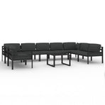 10 Piece Garden Lounge Set with Cushions Aluminium Anthracite