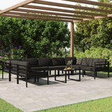 10 Piece Garden Lounge Set with Cushions Aluminium Anthracite