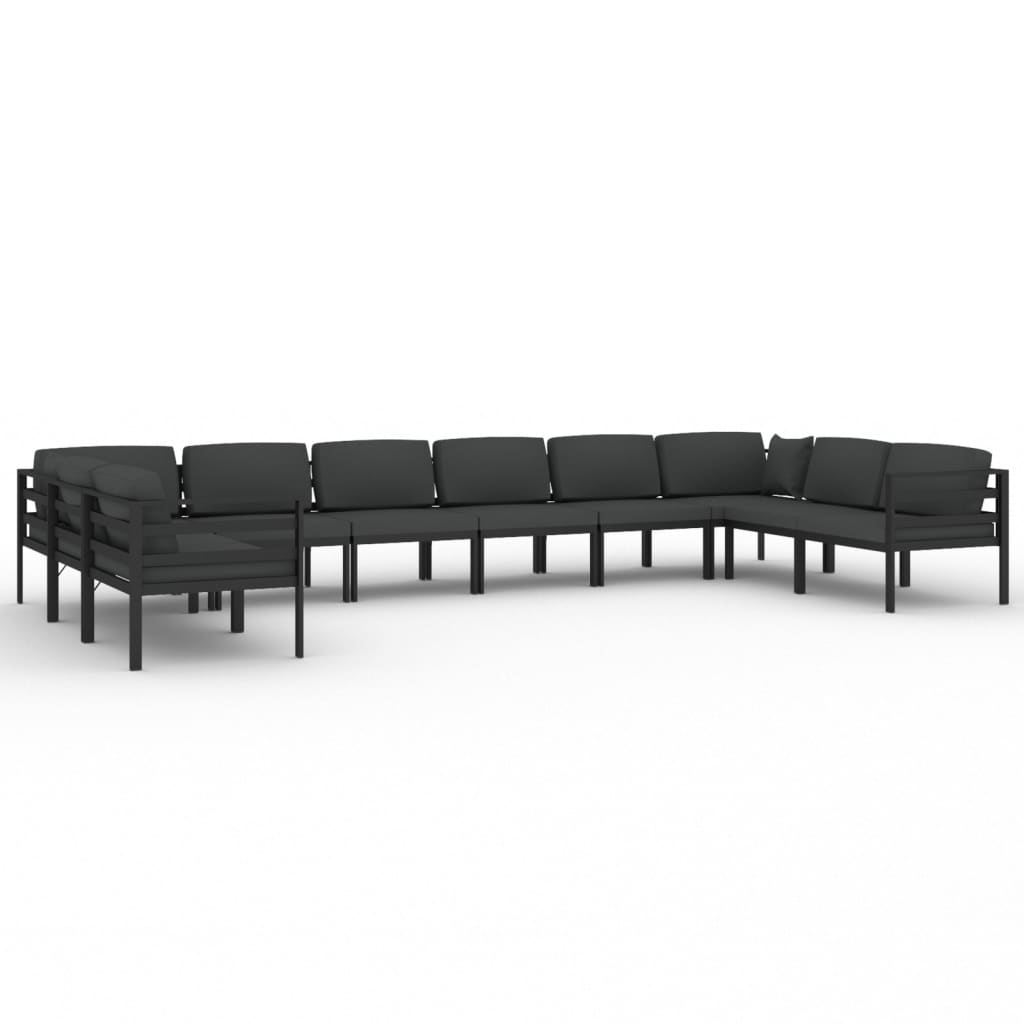 10 Piece Garden Lounge Set with Cushions Aluminium Anthracite