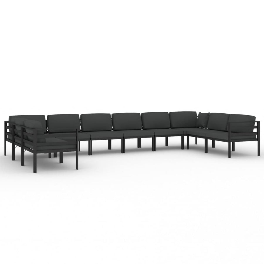 10 Piece Garden Lounge Set with Cushions Aluminium Anthracite