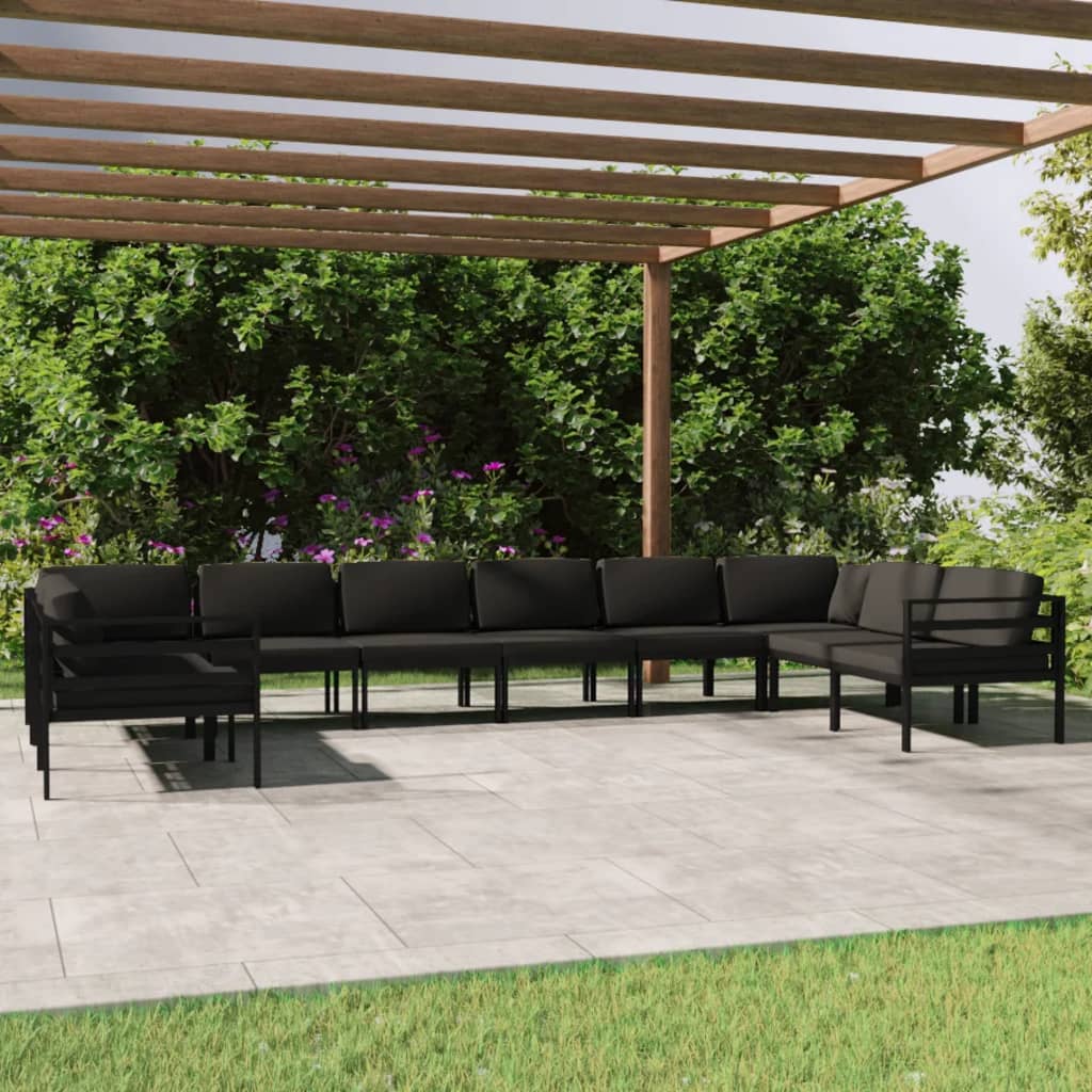 10 Piece Garden Lounge Set with Cushions Aluminium Anthracite
