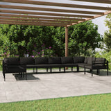 10 Piece Garden Lounge Set with Cushions Aluminium Anthracite