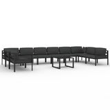 11 Piece Garden Lounge Set with Cushions Aluminium Anthracite - Front View