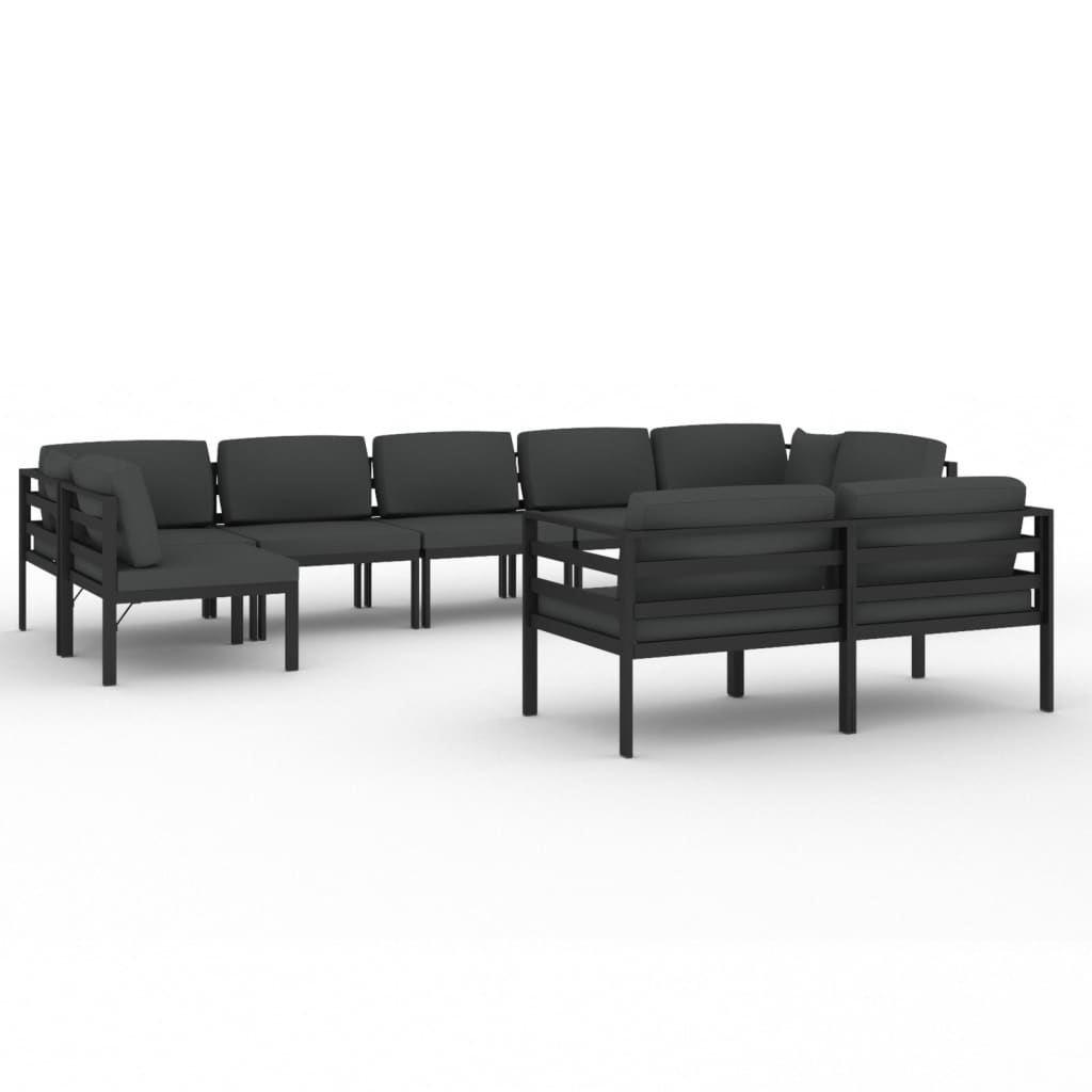 9 Piece Garden Lounge Set with Cushions Aluminium Anthracite