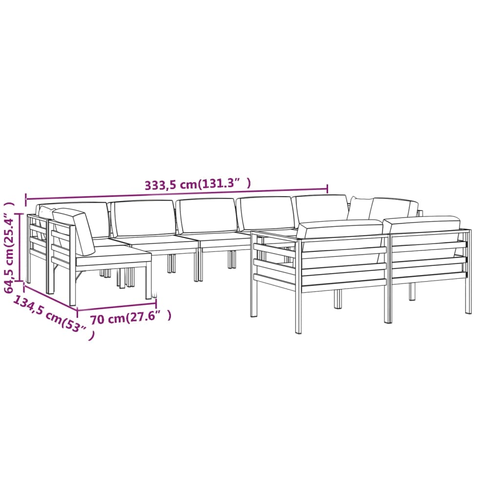 9 Piece Garden Lounge Set with Cushions Aluminium Anthracite