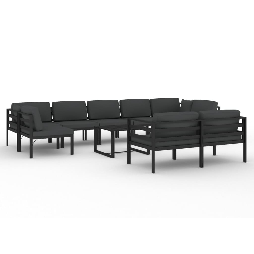 10 Piece Garden Lounge Set with Cushions Aluminium Anthracite