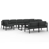 10 Piece Garden Lounge Set with Cushions Aluminium Anthracite