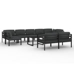 10 Piece Garden Lounge Set with Cushions Aluminium Anthracite