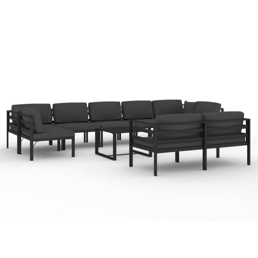 10 Piece Garden Lounge Set with Cushions Aluminium Anthracite