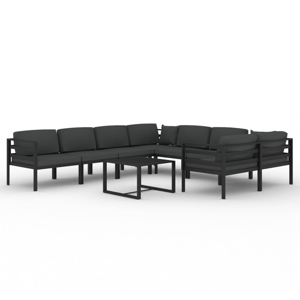 9 Piece Garden Lounge Set with Cushions Aluminium Anthracite