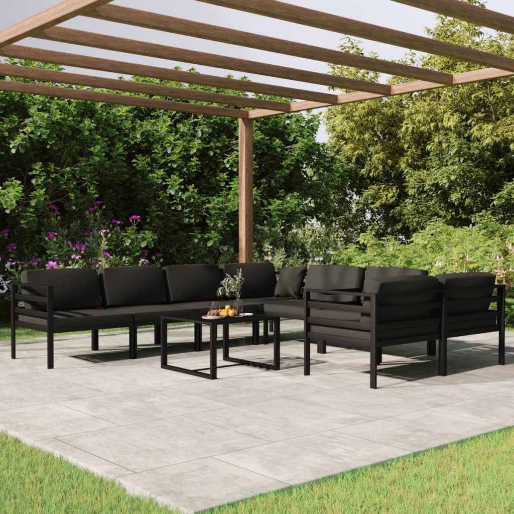 9 Piece Garden Lounge Set with Cushions Aluminium Anthracite