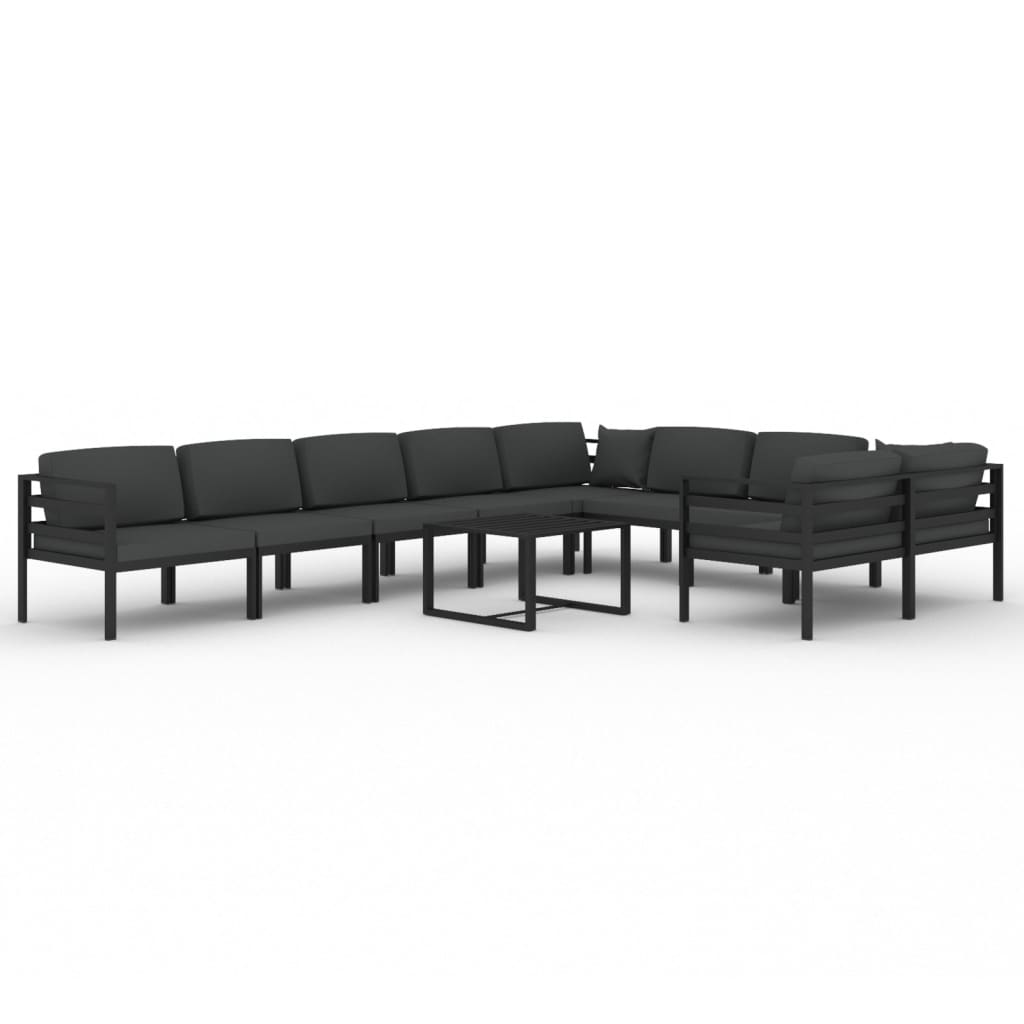 10 Piece Garden Lounge Set with Cushions Aluminium Anthracite