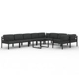 10 Piece Garden Lounge Set with Cushions Aluminium Anthracite