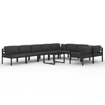 10 Piece Garden Lounge Set with Cushions Aluminium Anthracite