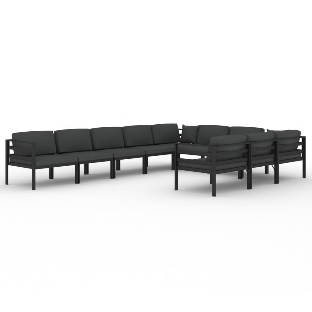 10 Piece Garden Lounge Set with Cushions Aluminium Anthracite