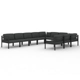 10 Piece Garden Lounge Set with Cushions Aluminium Anthracite - Front View