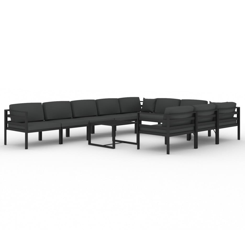 11 Piece Garden Lounge Set with Cushions Aluminium Anthracite