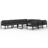 11 Piece Garden Lounge Set with Cushions Aluminium Anthracite - Front View