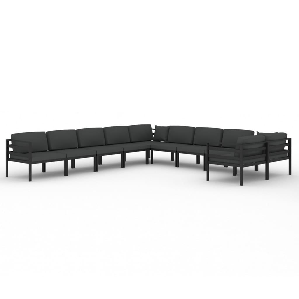 10 Piece Garden Lounge Set with Cushions Aluminium Anthracite