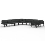 10 Piece Garden Lounge Set with Cushions Aluminium Anthracite