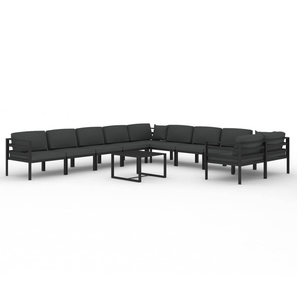 11 Piece Garden Lounge Set with Cushions Aluminium Anthracite