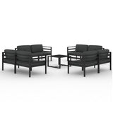 9 Piece Garden Lounge Set with Cushions Aluminium Anthracite - Front View