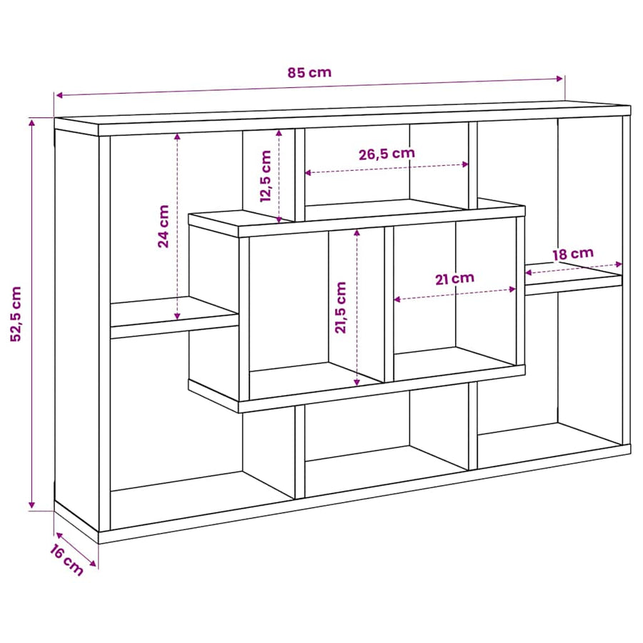 Wall Shelf White 85x16x52.5 cm Engineered Wood